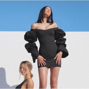 Natalie Rolt Kenzy Mini Dress Black Puff Sleeves